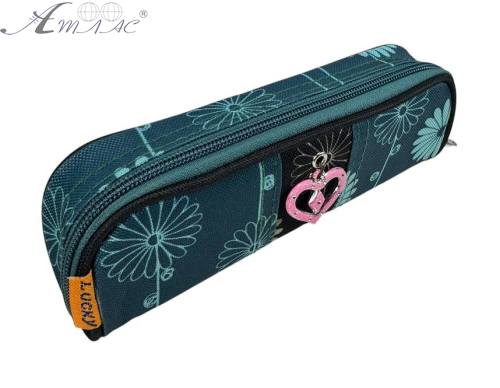 Пенал шкільний LUCKY зелений із квітами F1900-6 фото 2 Пенал шкільний LUCKY зелений із квітами F1900-6 фото 2