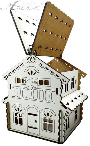 Дом № 9 шкатулка с открывающейся крышей, из МДФ 15 х 13 х 17 см AS-6245, М-2082 фото 2 Дом № 9 шкатулка с открывающейся крышей, из МДФ 15 х 13 х 17 см AS-6245, М-2082 фото 2