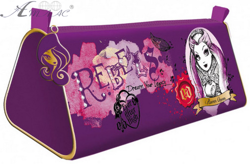 Пенал шкільный 1 Вересня на 1 блискавці, косметичка трикутний, фіолетовий 530843 фото 2