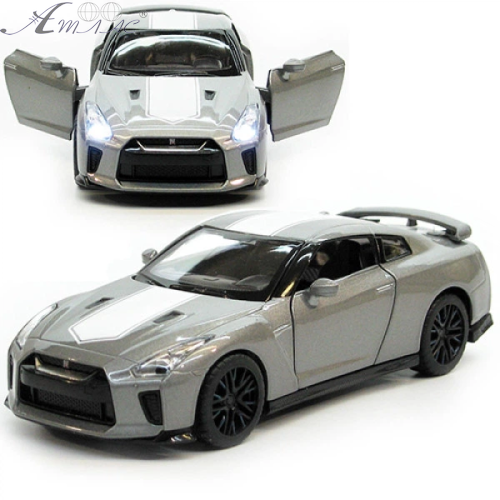 Машинка Автопром Nissan GT-R R35 Сіра метал світло звук 13см 68469 Машинка Автопром Nissan GT-R R35 Сіра метал світло звук 13см 68469