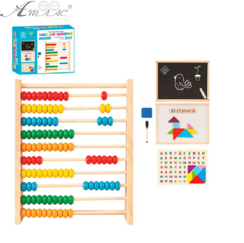 Игрушка Деревянная Час до школи 2в1 Укр. язык счеты + доска магнитная MD1601 Игрушка Деревянная Час до школи 2в1 Укр. язык счеты + доска магнитная MD1601