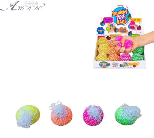 Игрушка Прикол Шарик Антистресс мозги 6см Неон в белой сетке 24-730 Игрушка Прикол Шарик Антистресс мозги 6см Неон в белой сетке 24-730