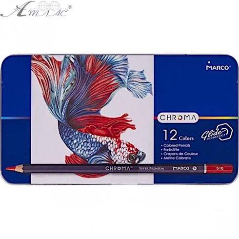 Карандаши цветные Marco Chroma 12 цветов, в металлическом пенале 8010-12TN Карандаши цветные Marco Chroma 12 цветов, в металлическом пенале 8010-12TN