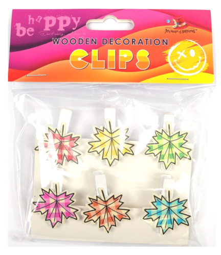 Прищепки декоративные Листок кленовый 6 шт деревянные 3,5 см   200176