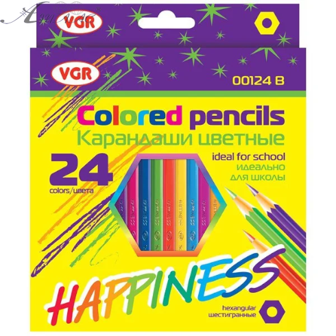 Олівці кольорові VGR 24 кольори, шестигранні 00124В