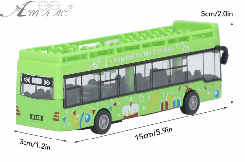 Іграшка Автобус Die-Cast кабріо двоповерховий зелений 15 см 1210-1D48 фото 2 Іграшка Автобус Die-Cast кабріо двоповерховий зелений 15 см 1210-1D48 фото 2