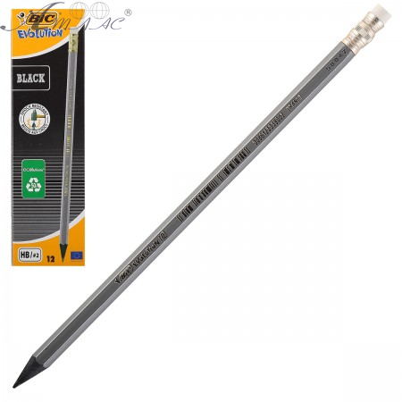 Олівець графітний BiC Evolution НВ з гумкою 918484