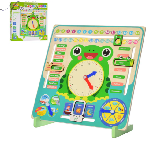 Игрушка Деревянная Умный Календарик часы обучающие 30х30х3 см MD2852 Игрушка Деревянная Умный Календарик часы обучающие 30х30х3 см MD2852