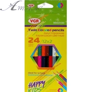 Карандаши цветные двухсторонние VGR 24 цвета 12 шт 00224DD Карандаши цветные двухсторонние VGR 24 цвета 12 шт 00224DD