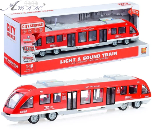 Игрушка Поезд Экспресс City Service Красный инерция свет звук 45см WY920A Игрушка Поезд Экспресс City Service Красный инерция свет звук 45см WY920A