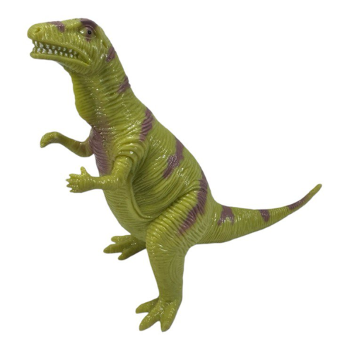 Игрушка силиконовая антистресс, Динозавр горчичный с фиолетовыми полосами, стоит 15 см  08639