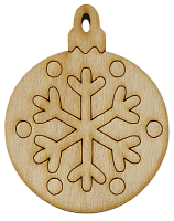 Фигурка фанерная - Елочный шар с большой снежинкой 6 см AS-4766, В-0195