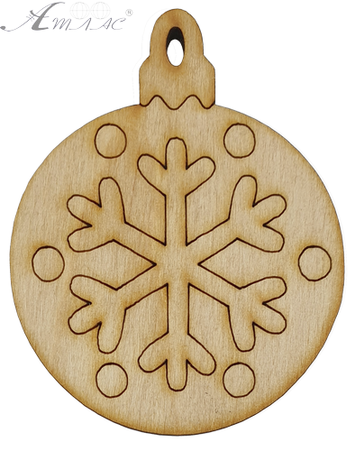 Фигурка фанерная - Елочный шар с большой снежинкой 6 см AS-4766, В-0195 Фигурка фанерная - Елочный шар с большой снежинкой 6 см AS-4766, В-0195