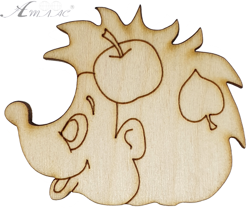 Фигурка фанерная - Ежик с яблоком 6.5 см AS-4638, В-0188 Фигурка фанерная - Ежик с яблоком 6.5 см AS-4638, В-0188