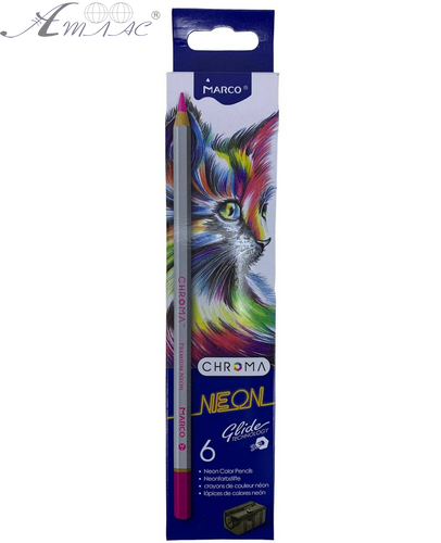 Карандаши цветные Marco Chroma   6 цветов НЕОНовые с точилкой  8032-6CB фото 2