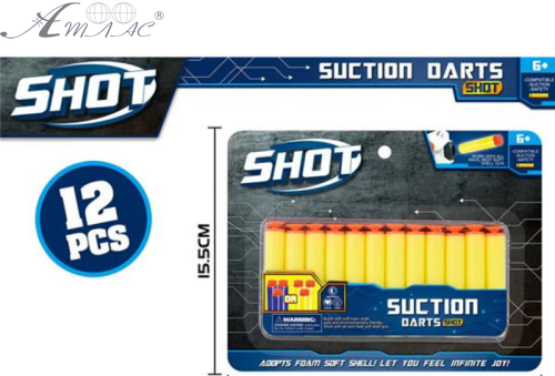 Игрушка Пульки мягкие на присосках 12 шт 72мм 96К-12-12А Игрушка Пульки мягкие на присосках 12 шт 72мм 96К-12-12А