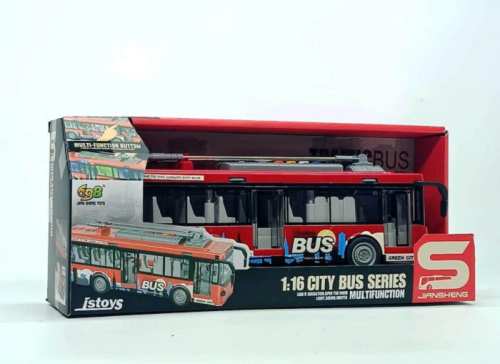 Игрушка Машинка City Bus Троллейбус со светом, двери открываются, 28 см  JS121 фото 2