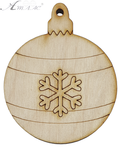 Фігурка фанерна - Ялинкова куля з маленькою сніжинкою 6 см AS-4769, В-0196 Фігурка фанерна - Ялинкова куля з маленькою сніжинкою 6 см AS-4769, В-0196