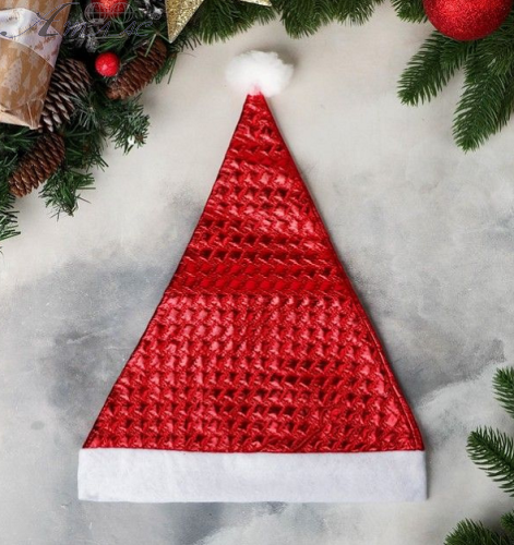 Шапка Санта Клауса Красная с окантовкой 02152 Шапка Санта Клауса Красная с окантовкой 02152