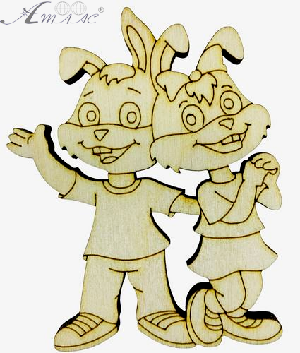 Фигурка фанерная - Кролик № 19 счастливая пара 8*6см AS-4593 Фигурка фанерная - Кролик № 19 счастливая пара 8*6см AS-4593