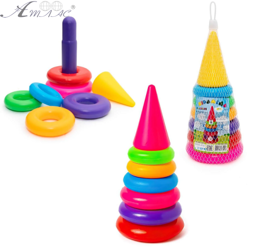 Іграшка Піраміда пластикова 11 х 25 см Bamsic №1 09182 Іграшка Піраміда пластикова 11 х 25 см Bamsic №1 09182