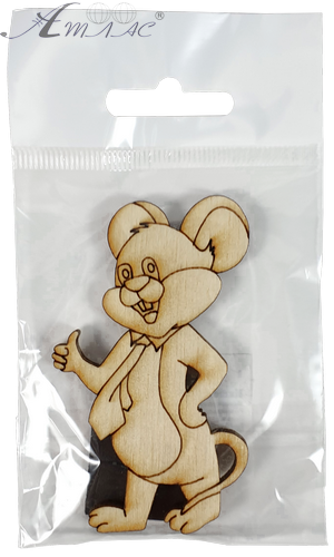 Фигурка фанерная - Мышонок № 7 в галстуке 46 х 77 мм с магнитом AS-4831, В-0389 фото 2 Фигурка фанерная - Мышонок № 7 в галстуке 46 х 77 мм с магнитом AS-4831, В-0389 фото 2