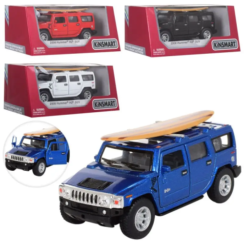 Машинка Kinsmart Hummer H2 SUV 2008 год с доской Черная KT5337WS1 Машинка Kinsmart Hummer H2 SUV 2008 год с доской Черная KT5337WS1