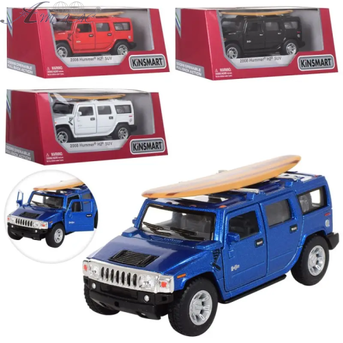 Машинка Kinsmart Hummer H2 SUV 2008 рік з дошкою Чорна KT5337WS1 Машинка Kinsmart Hummer H2 SUV 2008 рік з дошкою Чорна KT5337WS1