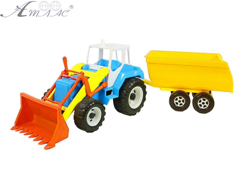 Игрушка Трактор с ковшом и прицепом 66 см пластик Орион  242
