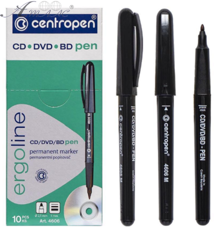 Маркер для CD, centropen, чорний, 1мм 4606