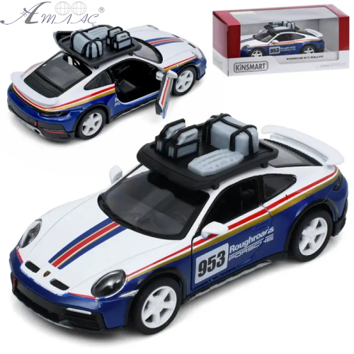 Машинка Kinsmart Porsche 911 Rally з багажем Синя KT5481WFВ Машинка Kinsmart Porsche 911 Rally з багажем Синя KT5481WFВ
