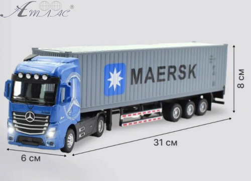 Машинка Автопром Mercedes Actros фура синя інерційна метал 31 см 7540 Машинка Автопром Mercedes Actros фура синя інерційна метал 31 см 7540