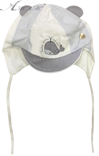 Кепка с козырьком х/б, белая с китом 12561 Кепка с козырьком х/б, белая с китом 12561