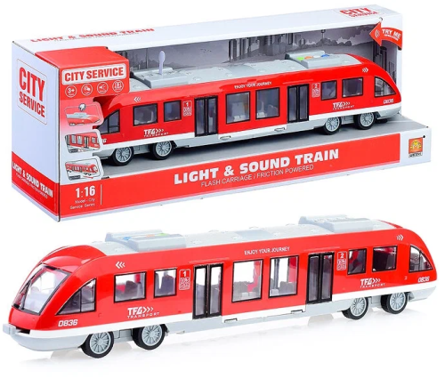 Игрушка Поезд Экспресс City Service Красный инерция свет звук 45см WY920A Игрушка Поезд Экспресс City Service Красный инерция свет звук 45см WY920A