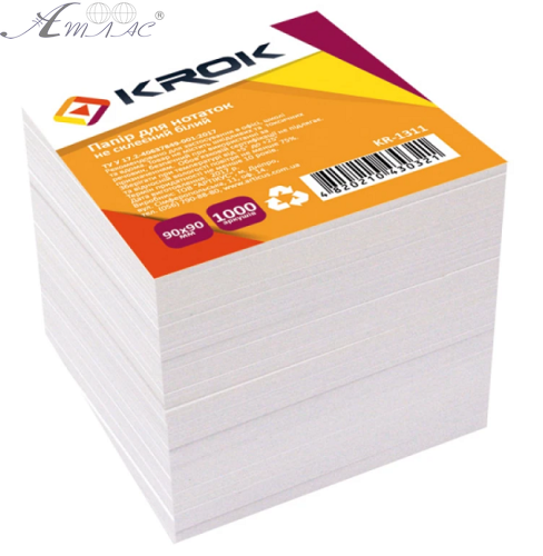 Папір для нотаток Krok Білий НЕ склеєний 90 х 90 мм 1000 л  КR-1311