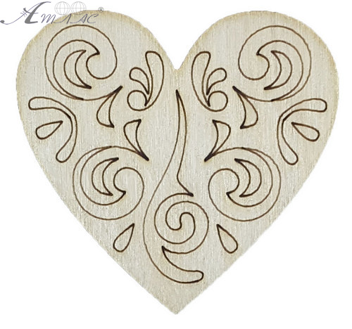 Фигурка фанерная - Сердце с ажурным рисунком 6 х 6 см AS-4734, В-0281 Фигурка фанерная - Сердце с ажурным рисунком 6 х 6 см AS-4734, В-0281