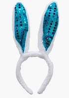Игрушки Обруч Ушки Зайки меховые с пайетками 26см голубые  04899