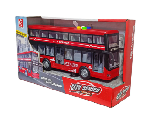 Игрушка Автобус CITY SERIES Красный 2х этажный двери свет звук 28 см RJ5504 Игрушка Автобус CITY SERIES Красный 2х этажный двери свет звук 28 см RJ5504
