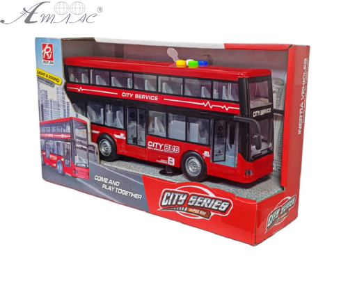 Іграшка Автобус CITY SERIES Червоний 2х поверховий двері світло звук 28 см RJ5504 Іграшка Автобус CITY SERIES Червоний 2х поверховий двері світло звук 28 см RJ5504