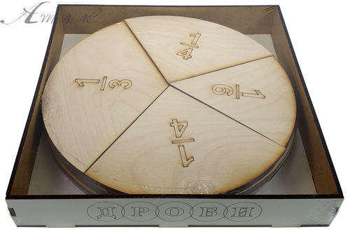 Дроби учебные от 1 до 6 частей d = 20 см на магнитах из фанеры AS-7109, О-00016