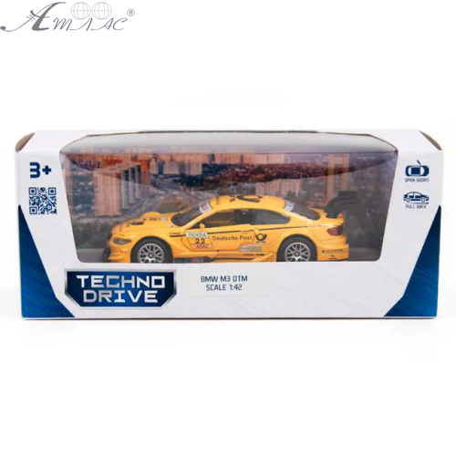 Машинка Techno Drive BMW M3 DTM желтая  250257 фото 3