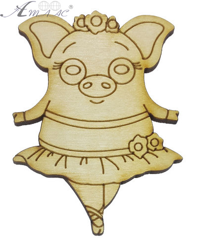 Фігурка фанерна - Порося № 7 дівчинка у спідниці 60 х 80 мм з магнітом AS-4808, В-0357 Фігурка фанерна - Порося № 7 дівчинка у спідниці 60 х 80 мм з магнітом AS-4808, В-0357