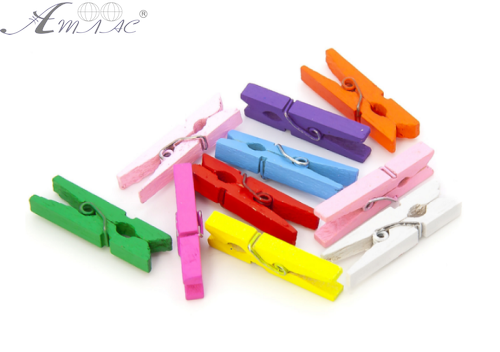 Прищепки декоративные Цветные 10 шт деревянные 3,5 см   11766