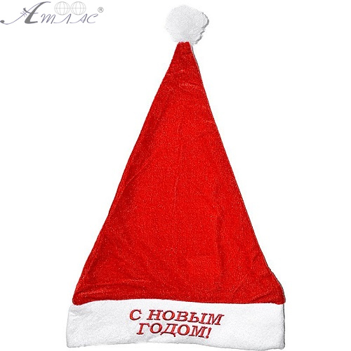 Шапка Санта Клауса Червона з написом З Новим Роком 02151 Шапка Санта Клауса Червона з написом З Новим Роком 02151
