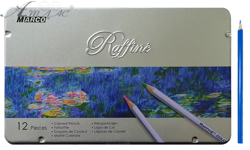 Олівці кольорові Marco Raffine 12 кольорів шестигранні в металевому пеналі 7100-12TN