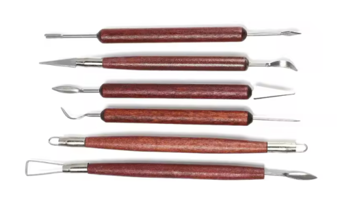 Стеки НАБОР металл  6шт двухсторонние с деревянной ручкой  00849