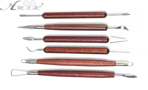 Стеки НАБІР метал 6шт двосторонні з дерев'яною ручкою  00849