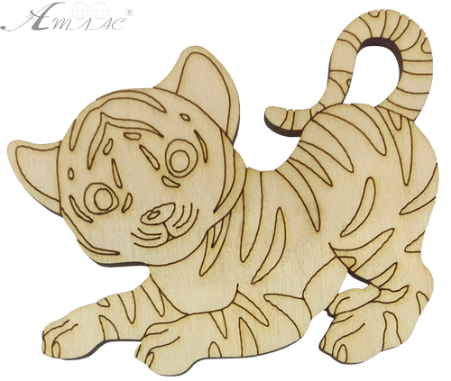 Фигурка фанерная - Тигр № 12 в игривой позе 7,5 х 6 см AS-4547 Фигурка фанерная - Тигр № 12 в игривой позе 7,5 х 6 см AS-4547