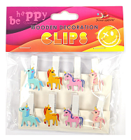 Прищепки декоративные Единорог 6 шт деревянные 3,5 см   200160