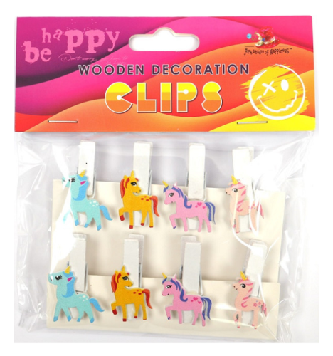 Прищепки декоративные Единорог 6 шт деревянные 3,5 см   200160